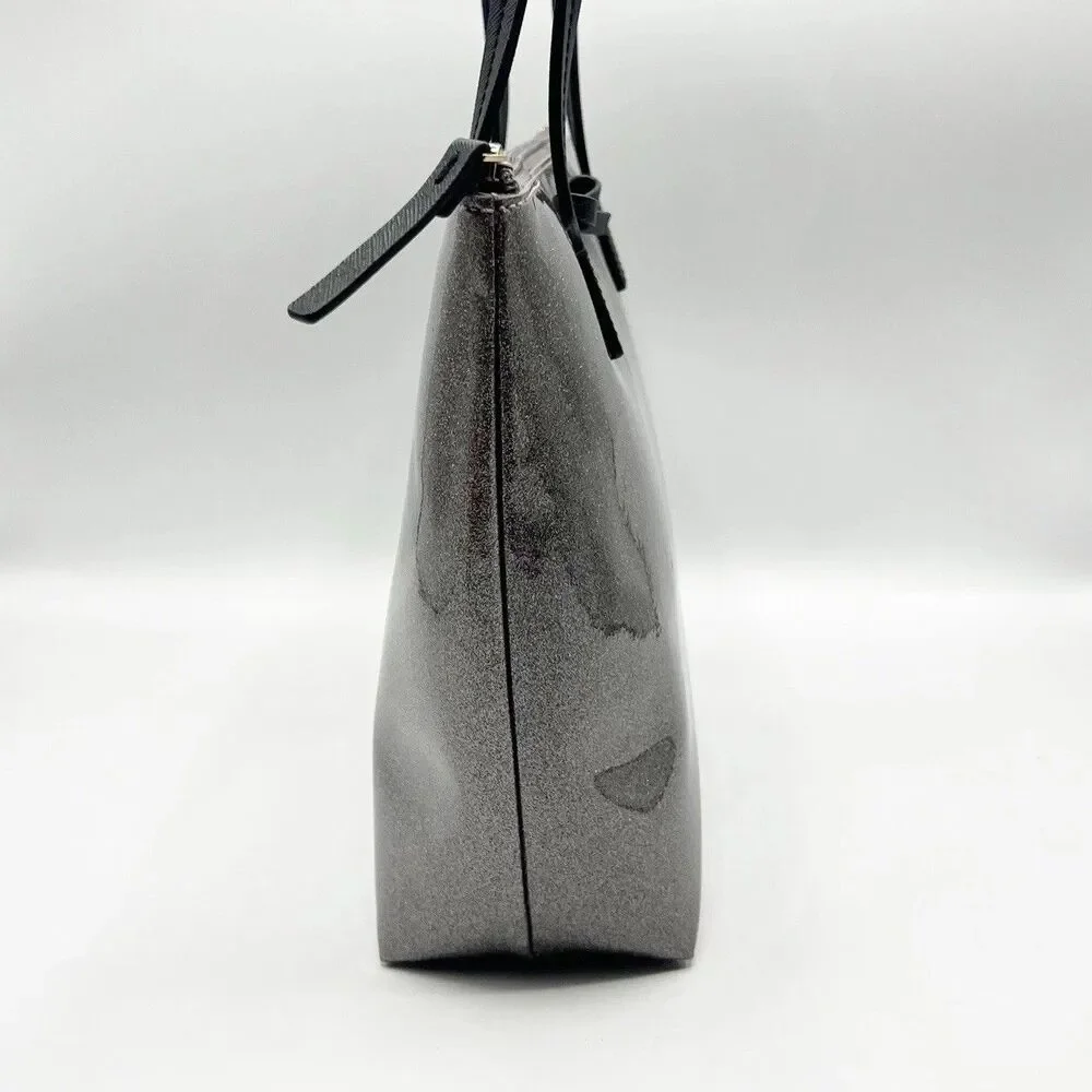 Kate Spade New York Mavis Street Jeralyn Silver Gray Glitter Tote Bag Purse READ
